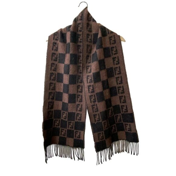 FENDI - Brown Black Acryl Wool Elastane Scarf 146-082625 - Picture 1 of 5